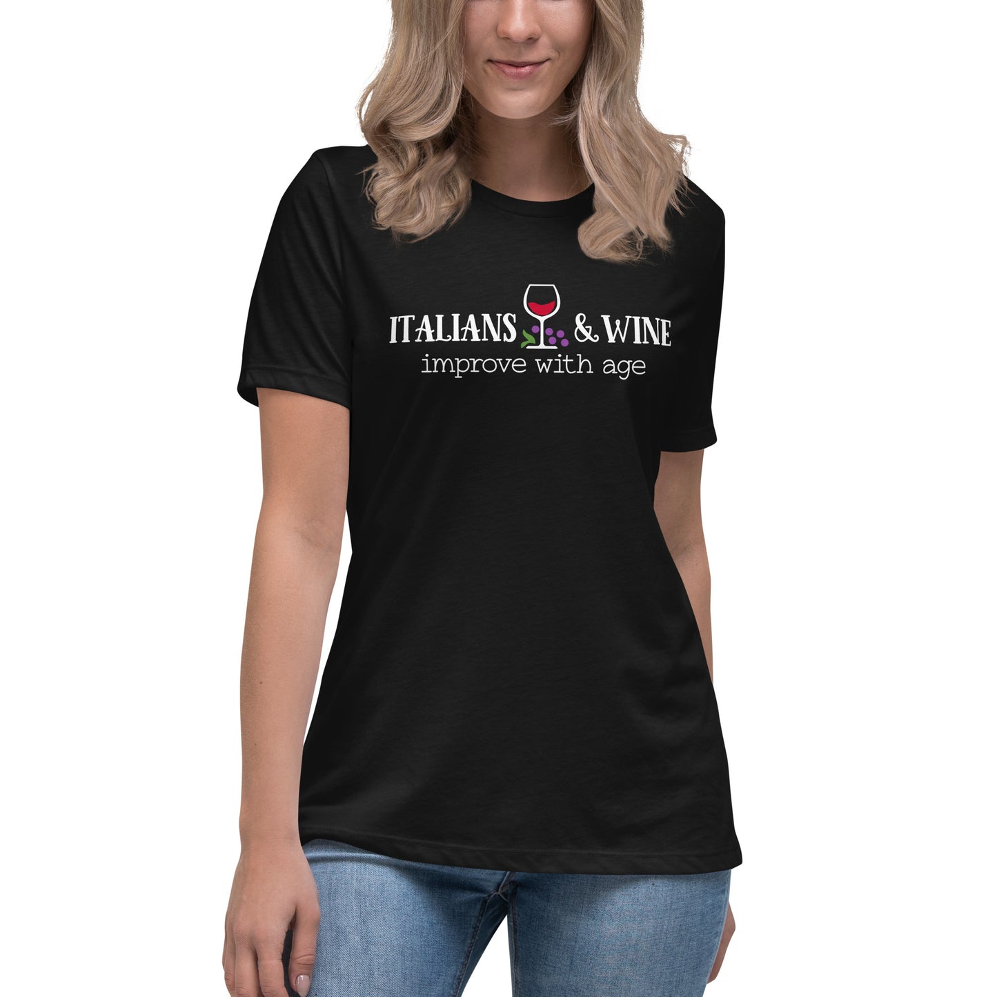 Italian Wine Humor Women's Relaxed Fit T-Shirt - Ladies Funny Short Sleeve Shirt