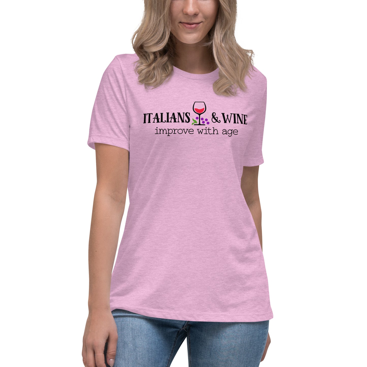 Italian Wine Humor Women's Relaxed Fit T-Shirt - Ladies Funny Short Sleeve Shirt