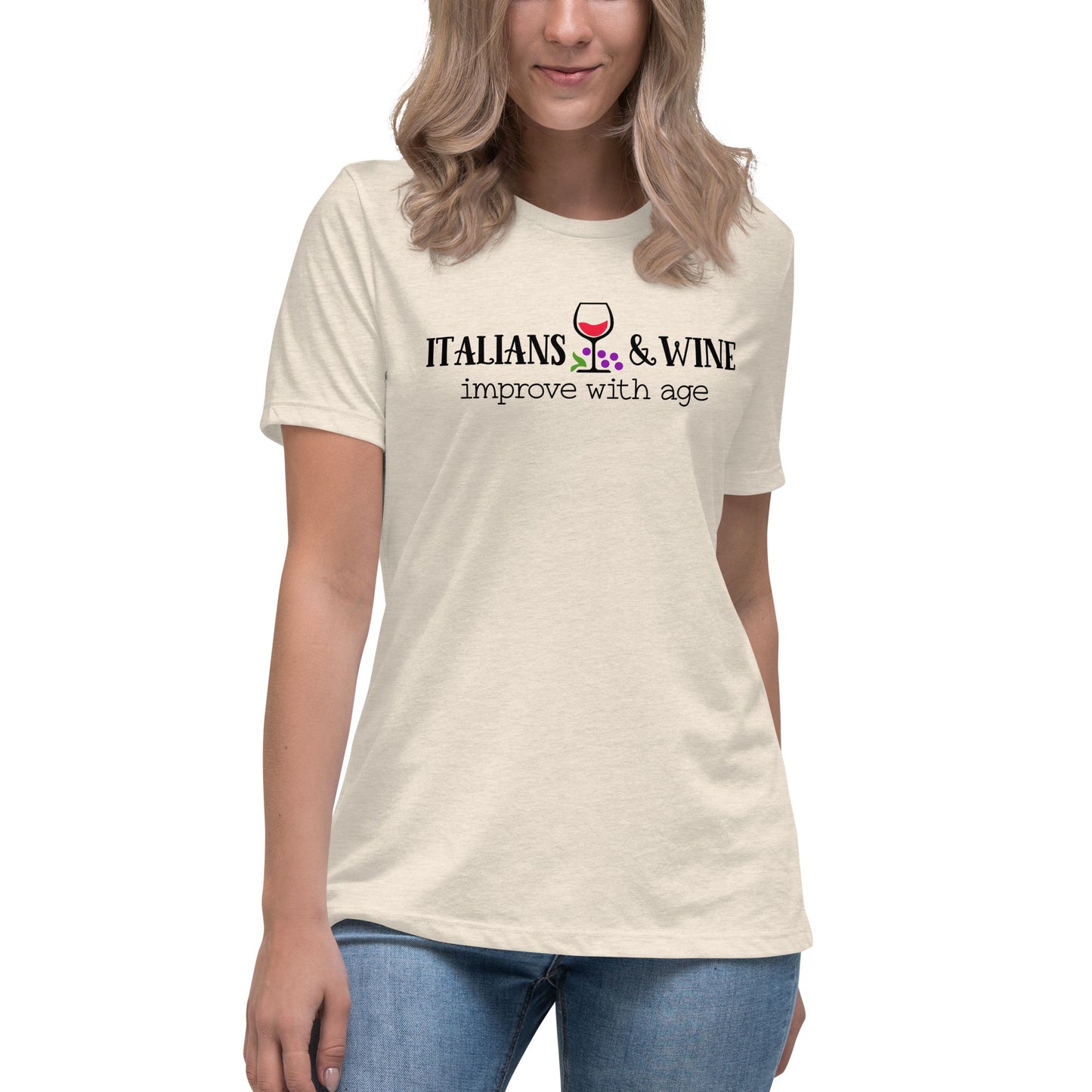 Italian Wine Humor Women's Relaxed Fit T-Shirt - Ladies Funny Short Sleeve Shirt