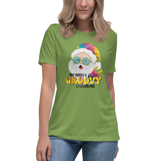 Christmas Women's Relaxed Fit T-Shirt - Have Yourself A Groovy Little Christmas - Groovy Hippie Tie Dyed Santa Design