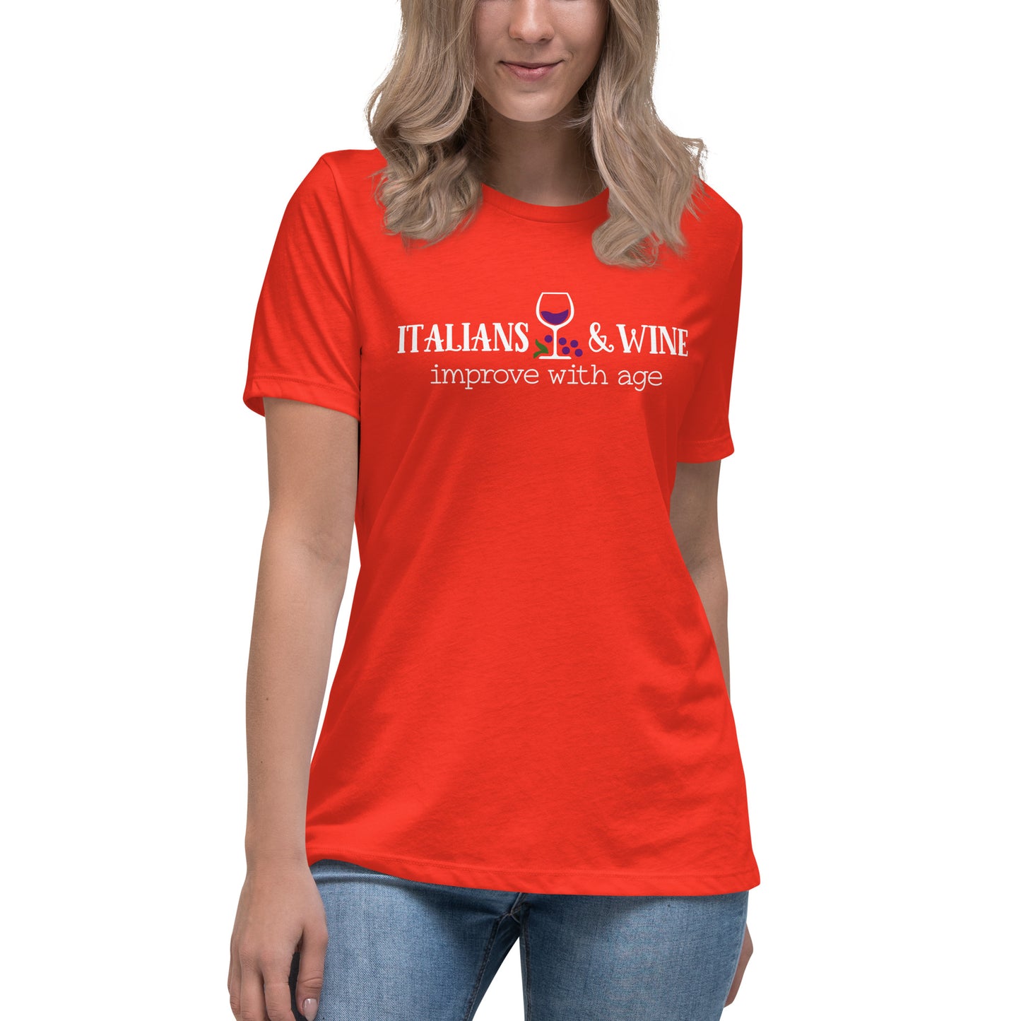 Italian Wine Humor Women's Relaxed Fit T-Shirt - Ladies Funny Short Sleeve Shirt