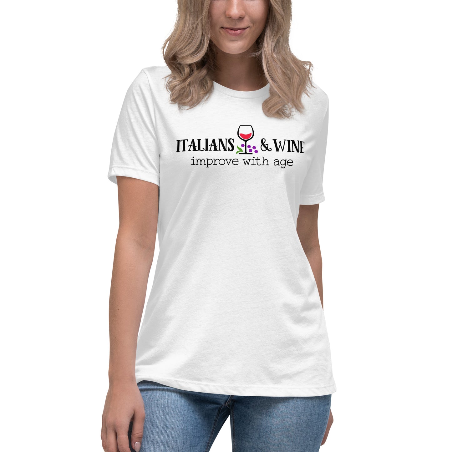 Italian Wine Humor Women's Relaxed Fit T-Shirt - Ladies Funny Short Sleeve Shirt