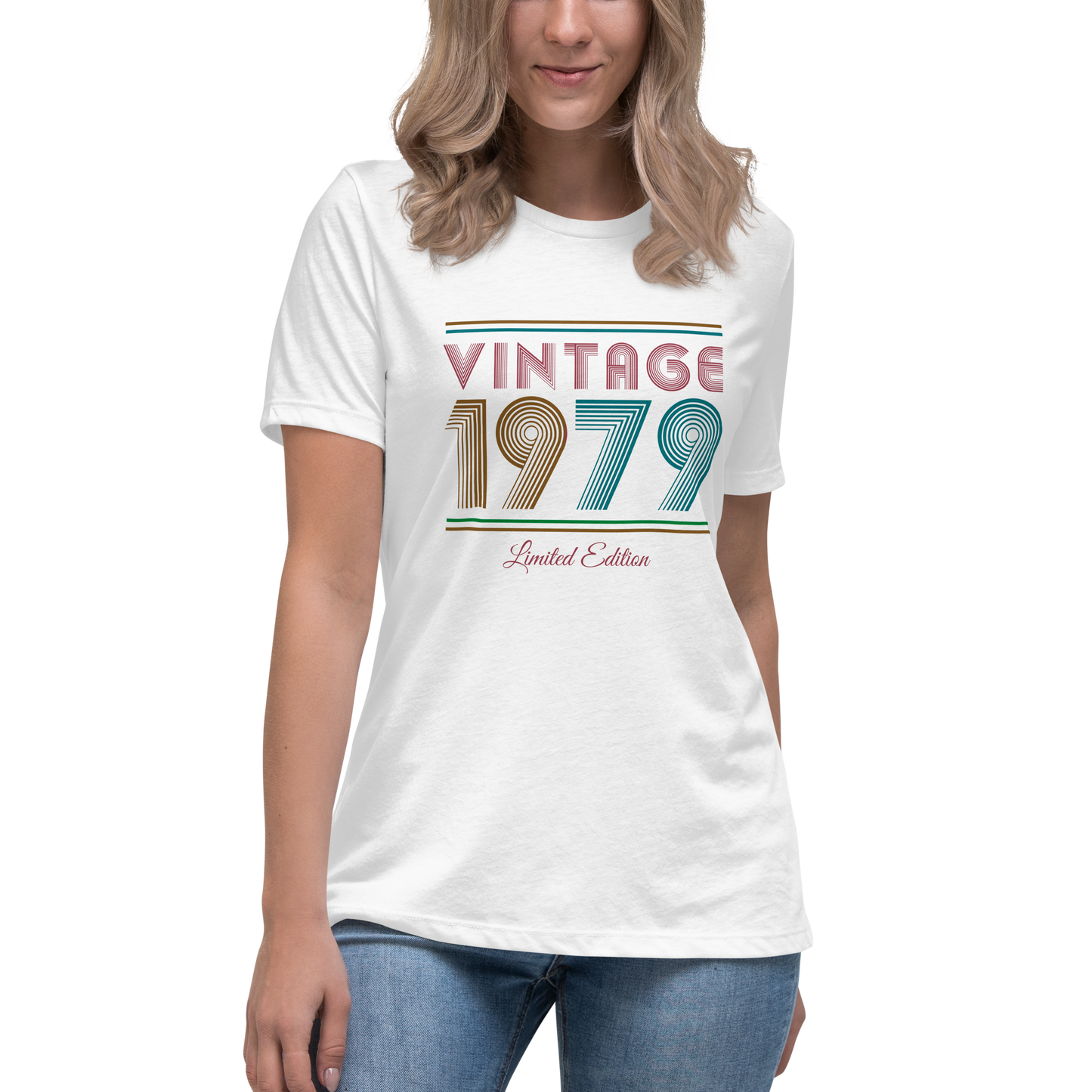 Vintage 1979 Limited Edition Retro 70s Women's Relaxed T-Shirt, Birthday Gift for Her, Ladies Short Sleeved Shirt